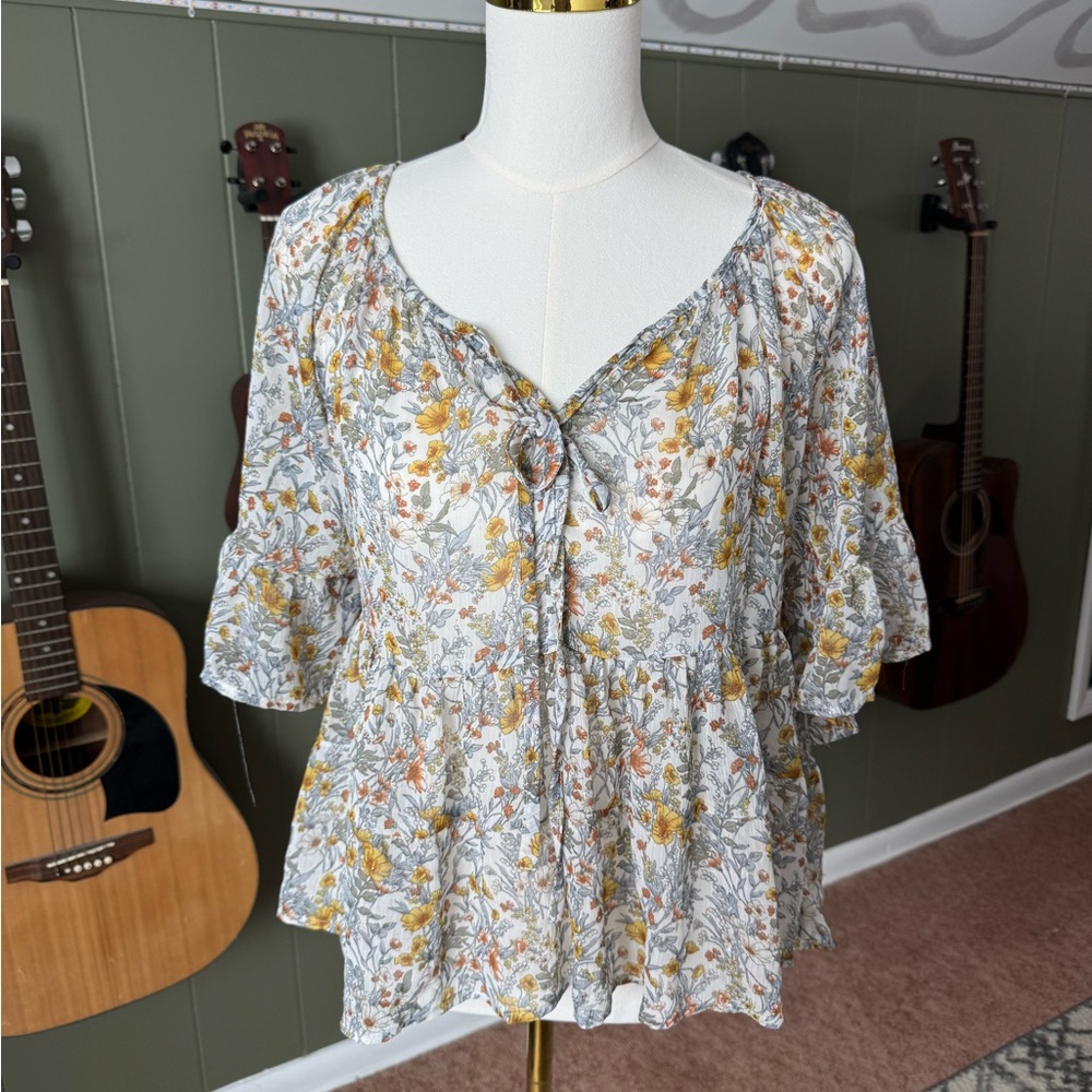 Floral Sheer Overlay Blouse - Nordstrom